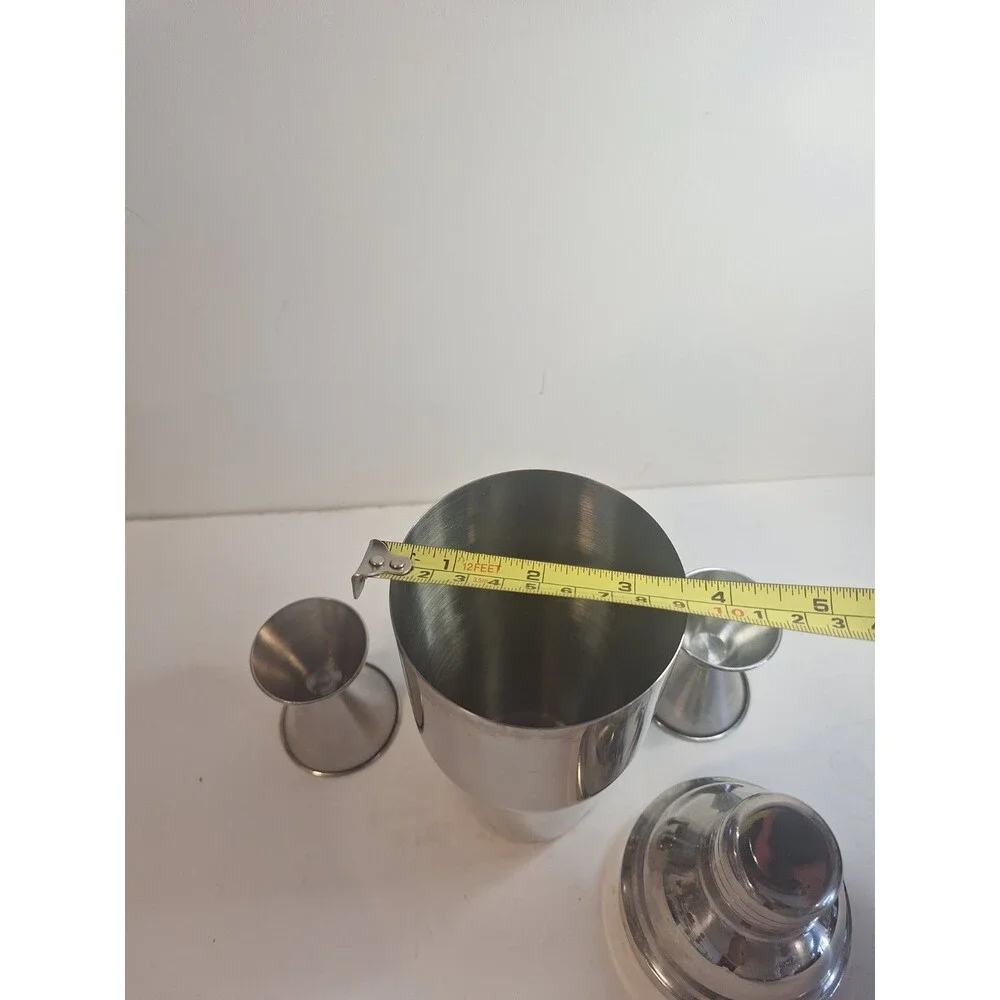 3 Piece BAR COCKTAIL SHAKER Stainless Mixing Tin & Jigger Set